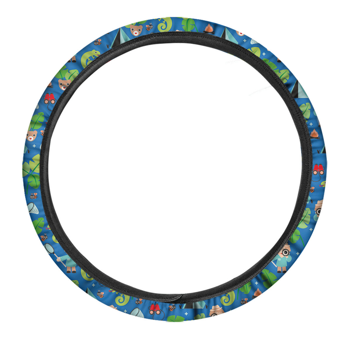 Camping Cute Print Pattern Car Steering Wheel Cover-grizzshop