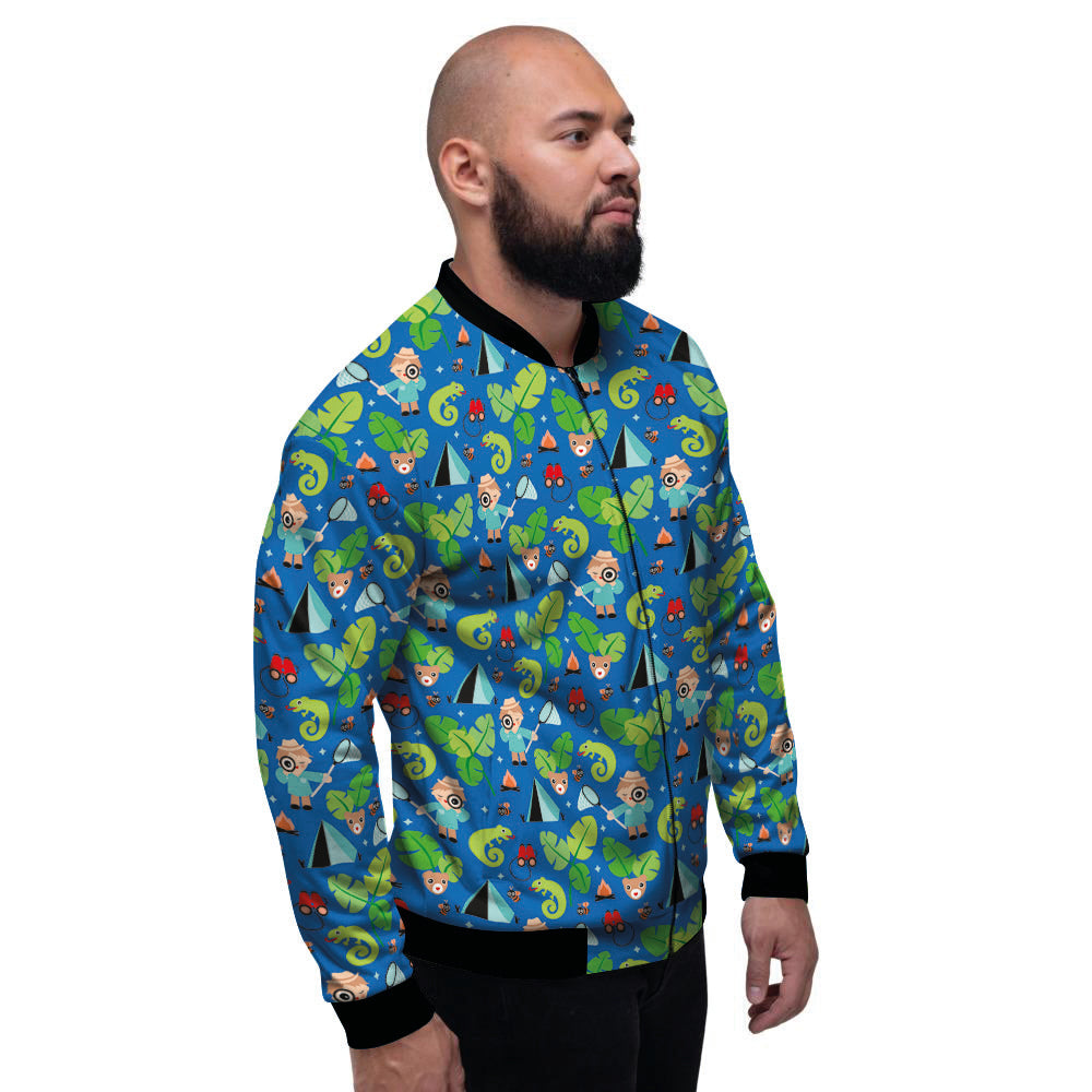 Camping Cute Print Pattern Men's Bomber Jacket-grizzshop