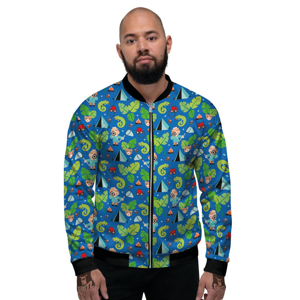 Camping Cute Print Pattern Men's Bomber Jacket-grizzshop