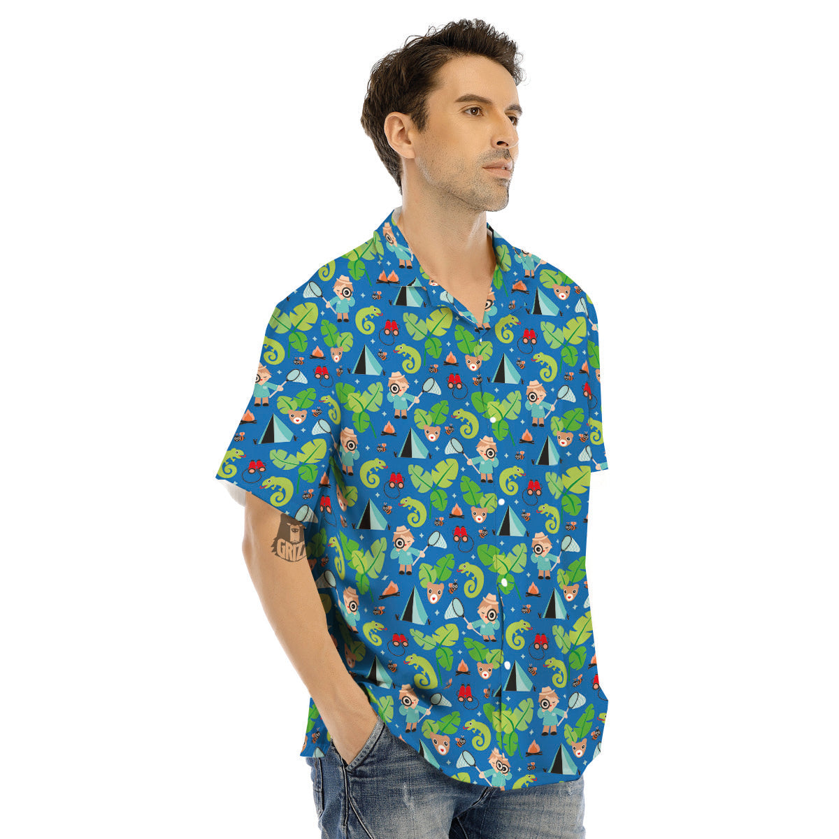 Camping Cute Print Pattern Men's Hawaiian Shirt-grizzshop