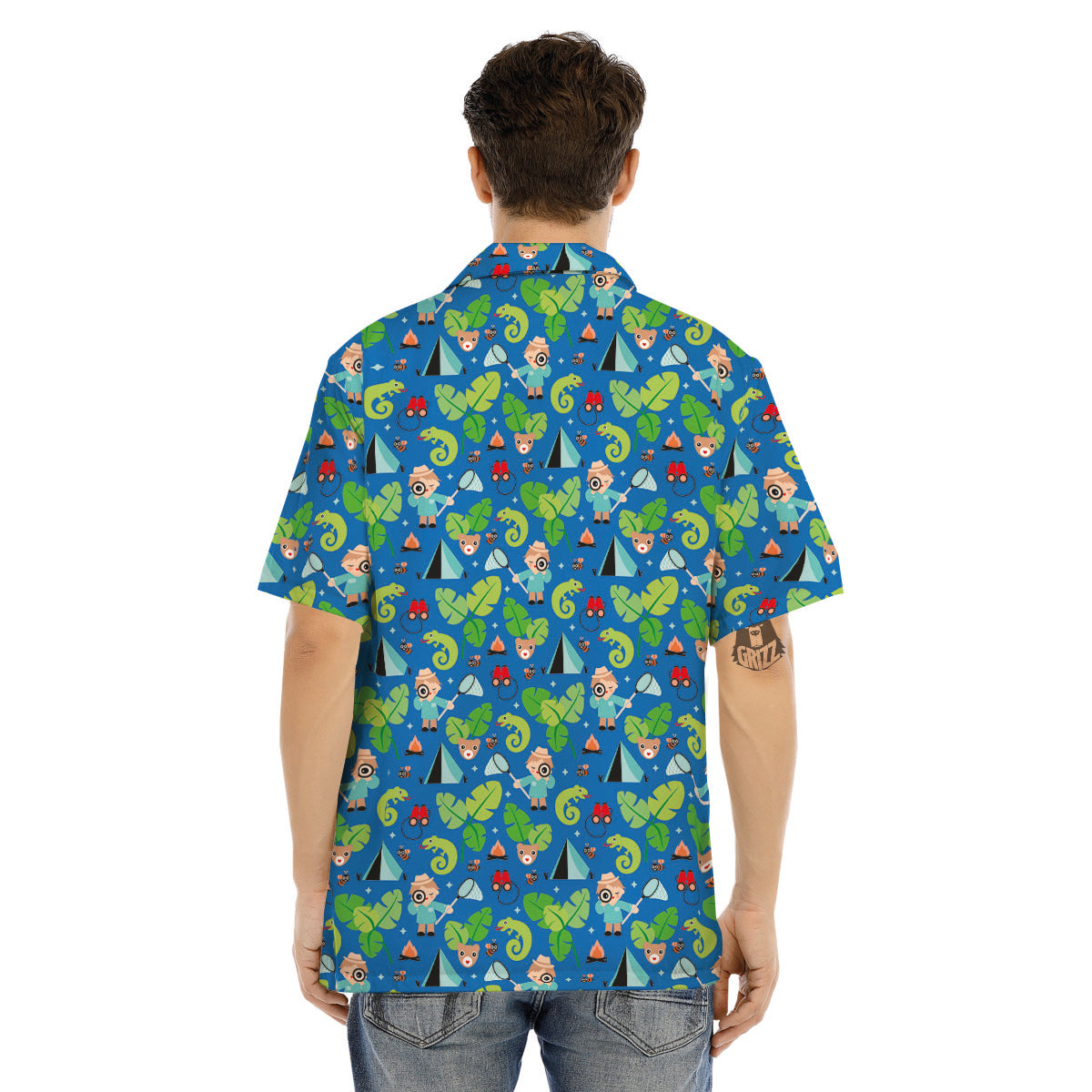 Camping Cute Print Pattern Men's Hawaiian Shirt-grizzshop