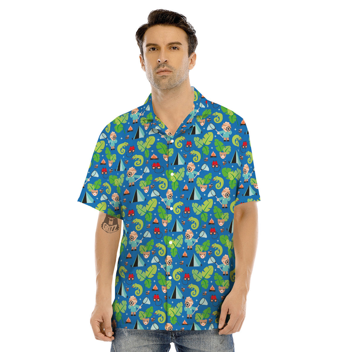 Camping Cute Print Pattern Men's Hawaiian Shirt-grizzshop