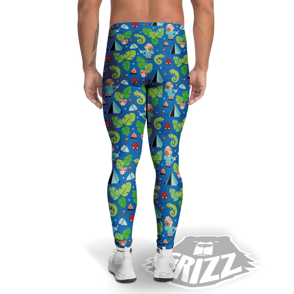 Camping Cute Print Pattern Men's Leggings-grizzshop