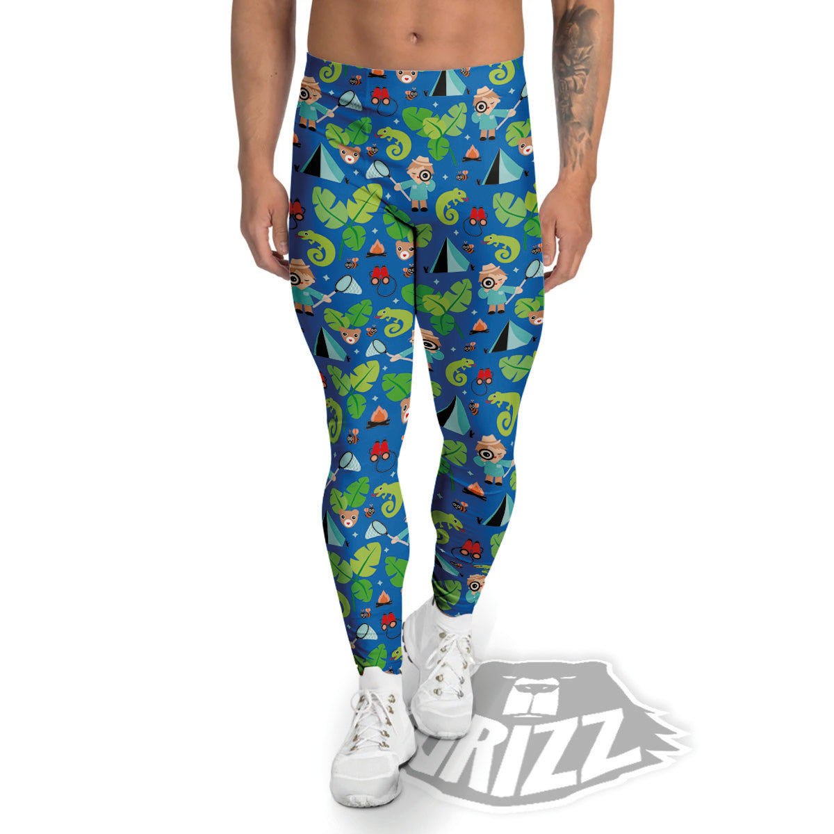 Camping Cute Print Pattern Men's Leggings-grizzshop