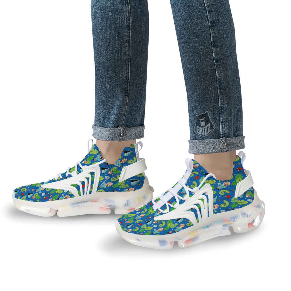 Camping Cute Print Pattern White Gym Shoes-grizzshop