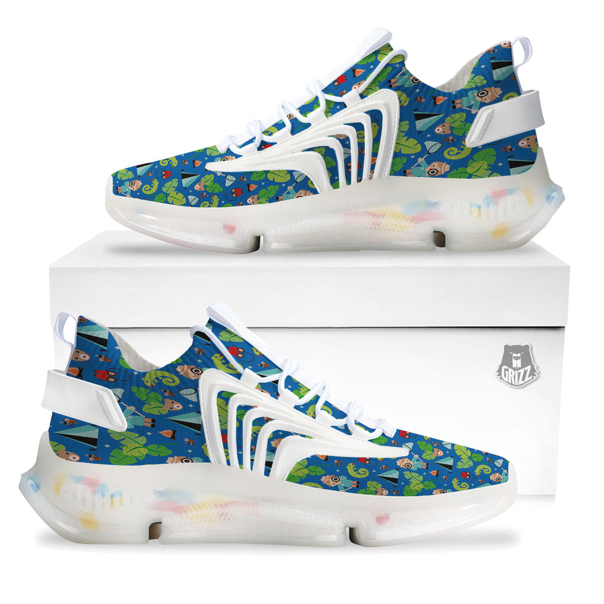 Camping Cute Print Pattern White Gym Shoes-grizzshop