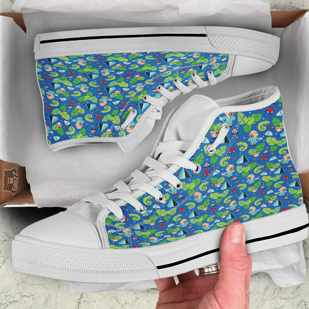 Camping Cute Print Pattern White High Top Shoes-grizzshop