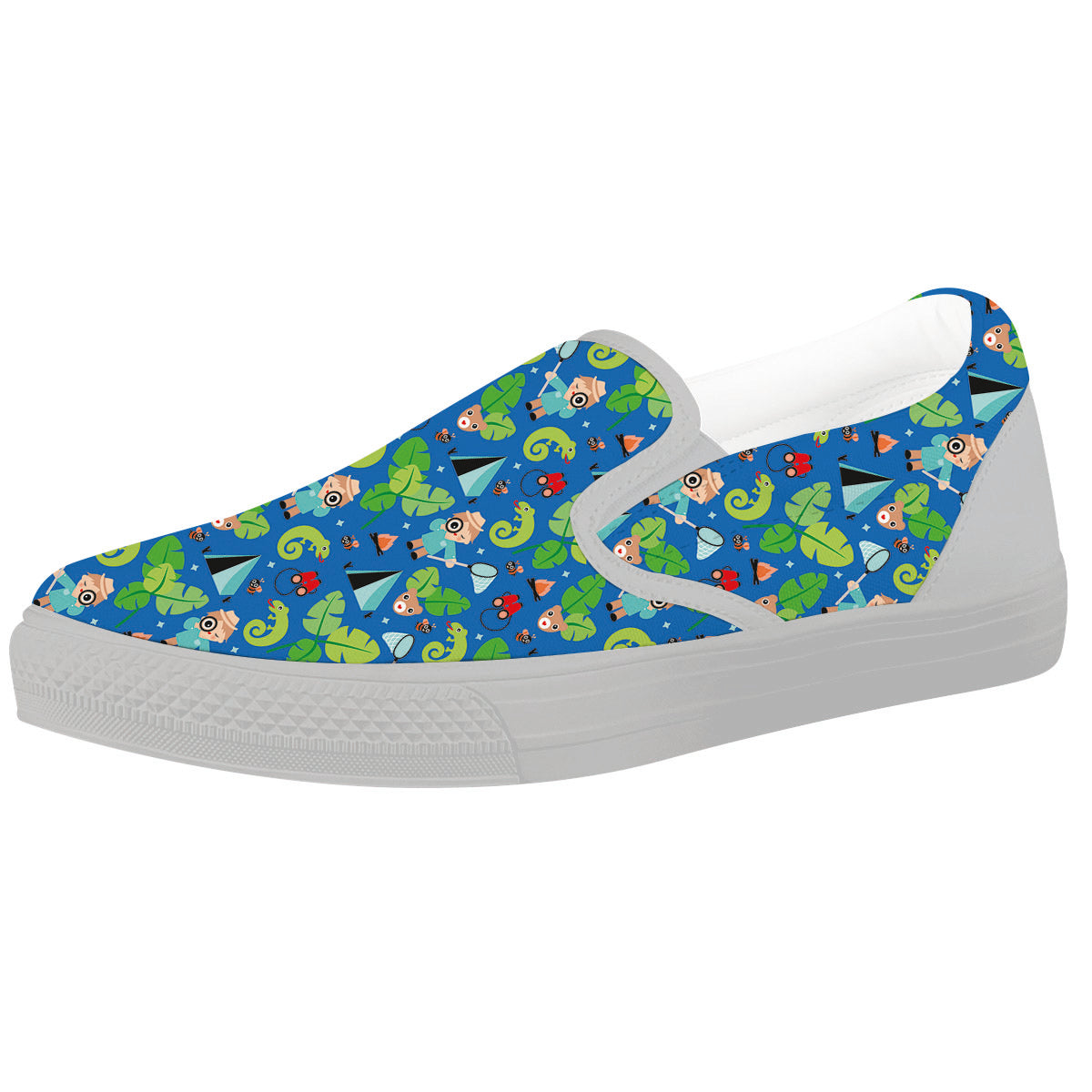 Camping Cute Print Pattern White Slip On Shoes-grizzshop