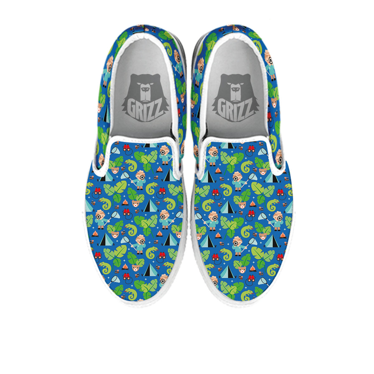 Camping Cute Print Pattern White Slip On Shoes-grizzshop