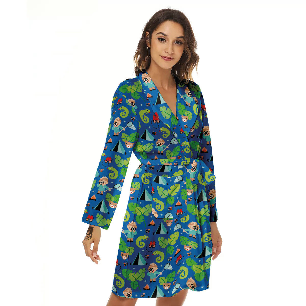 Camping Cute Print Pattern Women's Robe-grizzshop