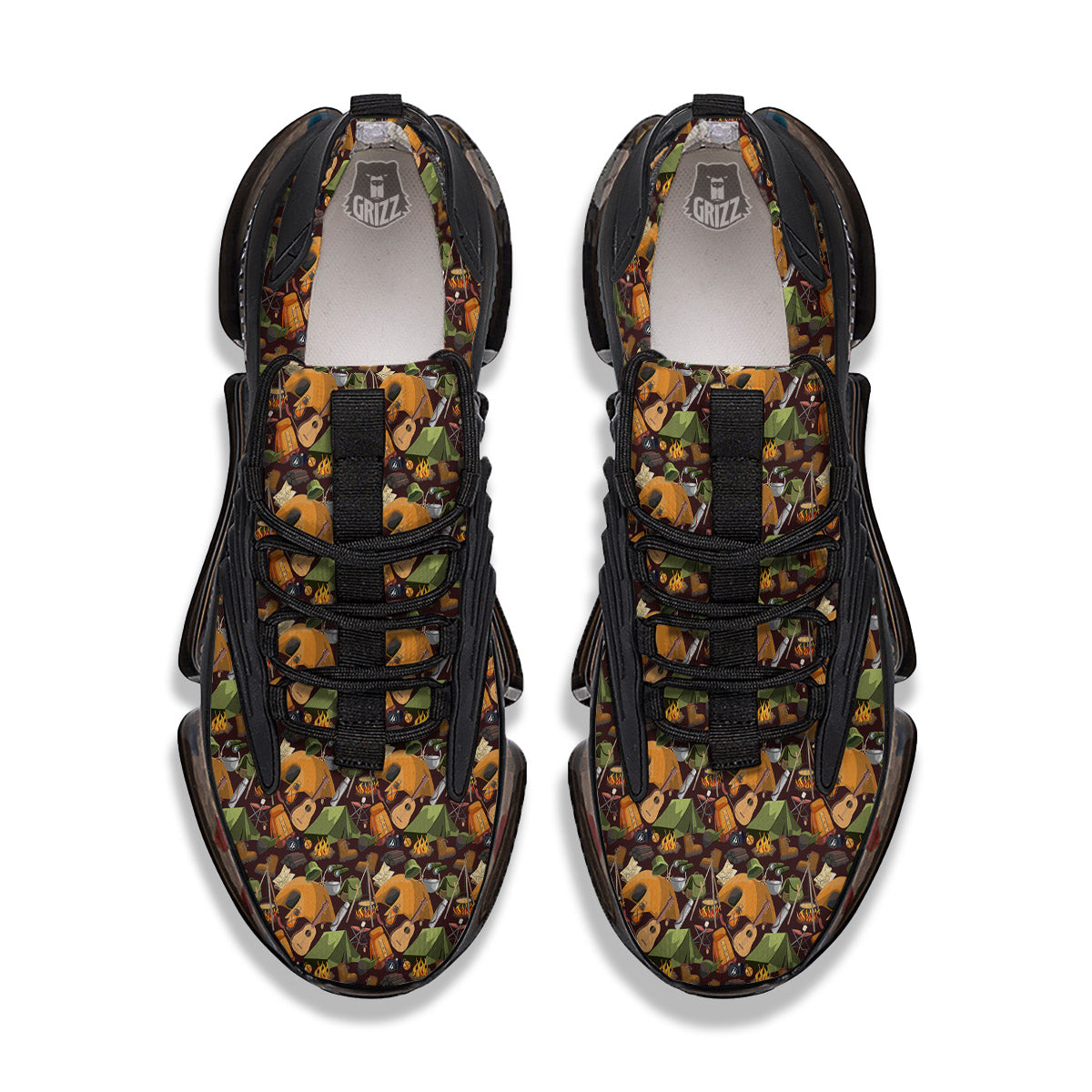 Camping Equipment Print Pattern Black Gym Shoes-grizzshop