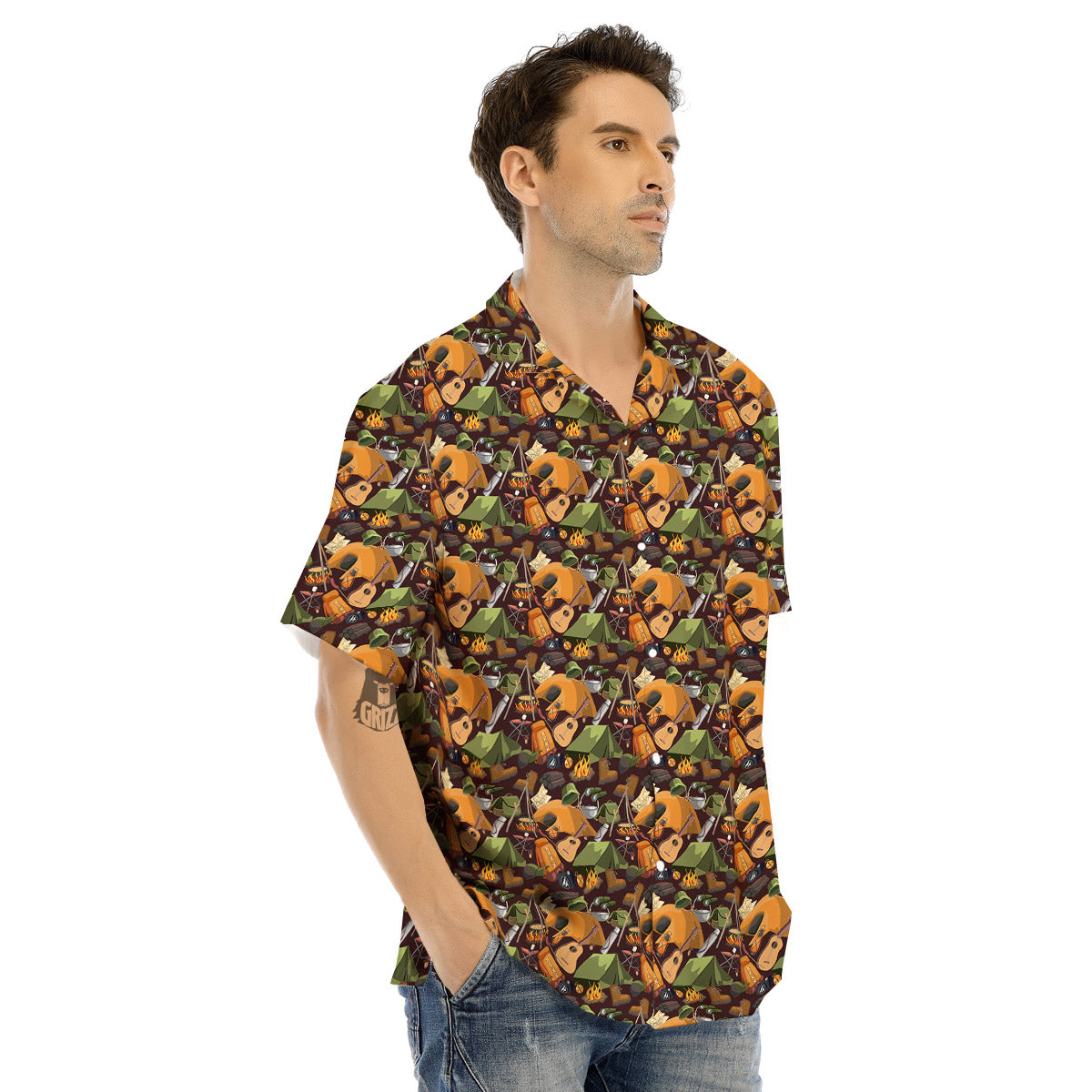 Camping Equipment Print Pattern Men's Hawaiian Shirt-grizzshop