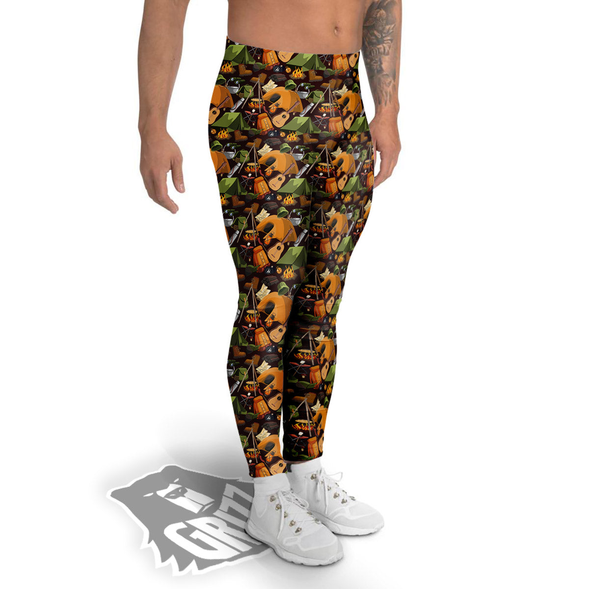Camping Equipment Print Pattern Men's Leggings-grizzshop