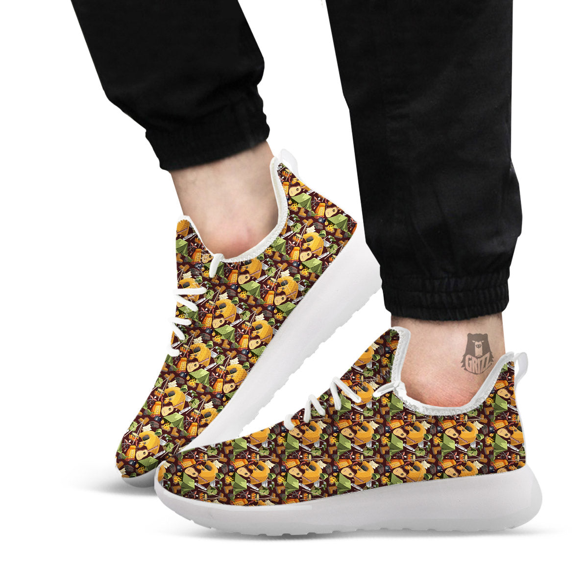 Camping Equipment Print Pattern White Athletic Shoes-grizzshop