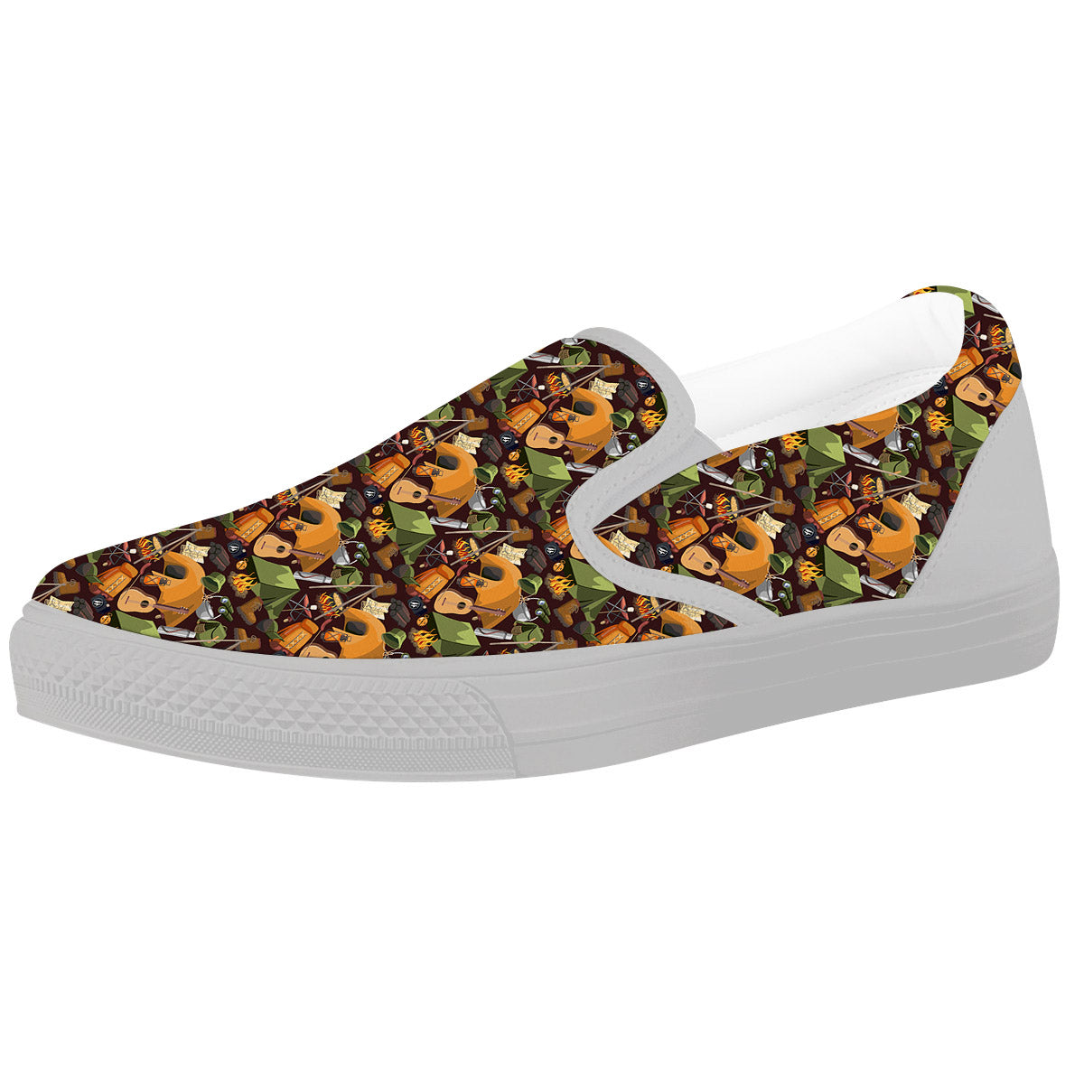 Camping Equipment Print Pattern White Slip On Shoes-grizzshop
