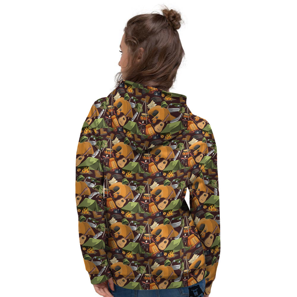 Camping Equipment Print Pattern Women's Hoodie-grizzshop