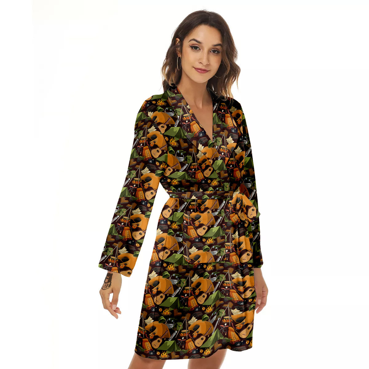 Camping Equipment Print Pattern Women's Robe-grizzshop