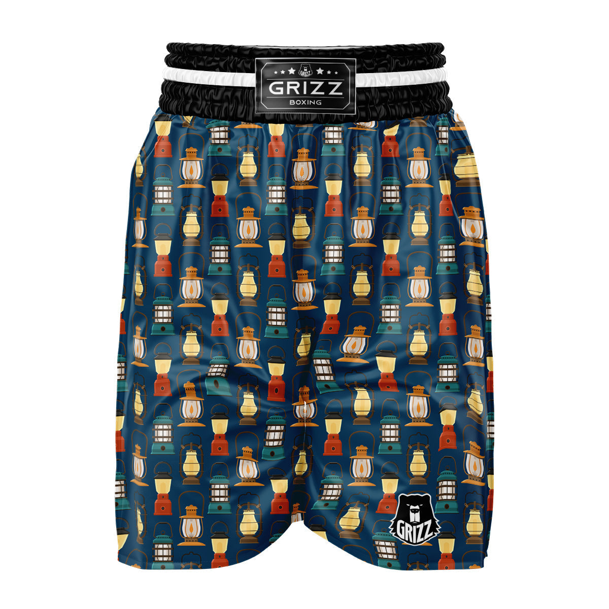 Camping Lantern Vintage Print Pattern Boxing Shorts-grizzshop
