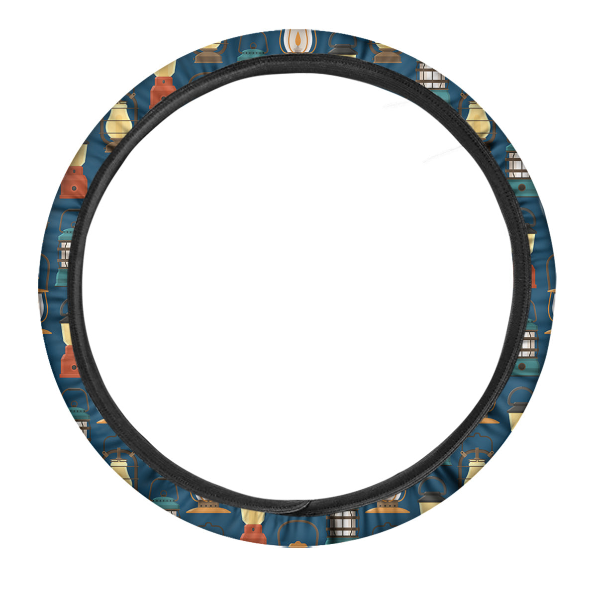 Camping Lantern Vintage Print Pattern Car Steering Wheel Cover-grizzshop