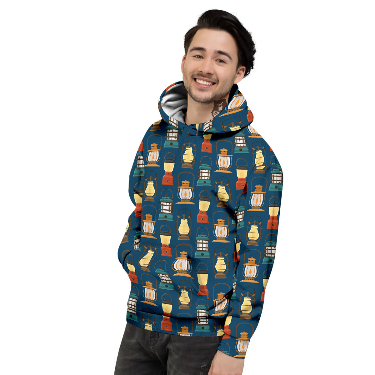 Camping Lantern Vintage Print Pattern Men's Hoodie-grizzshop