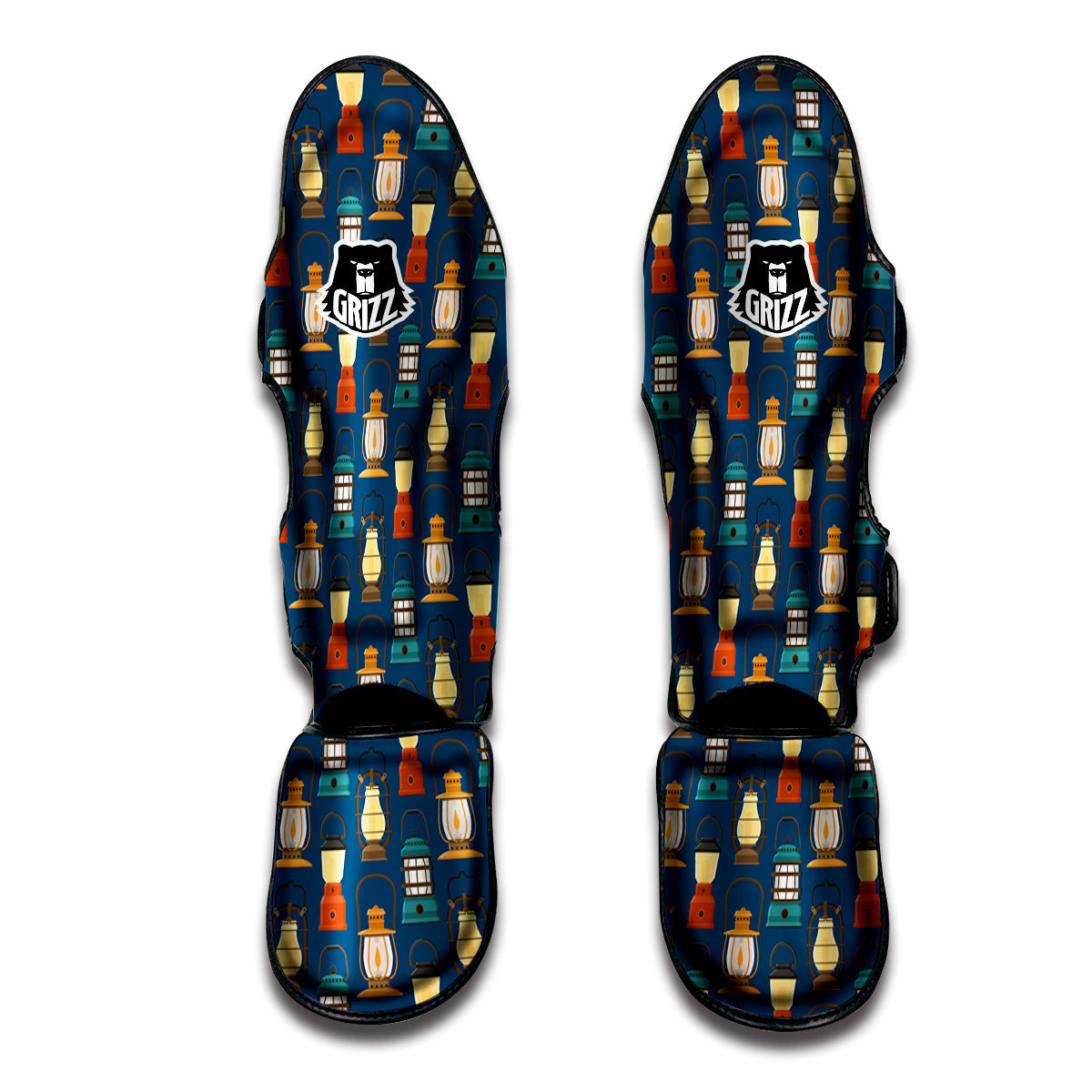 Camping Lantern Vintage Print Pattern Muay Thai Shin Guards-grizzshop