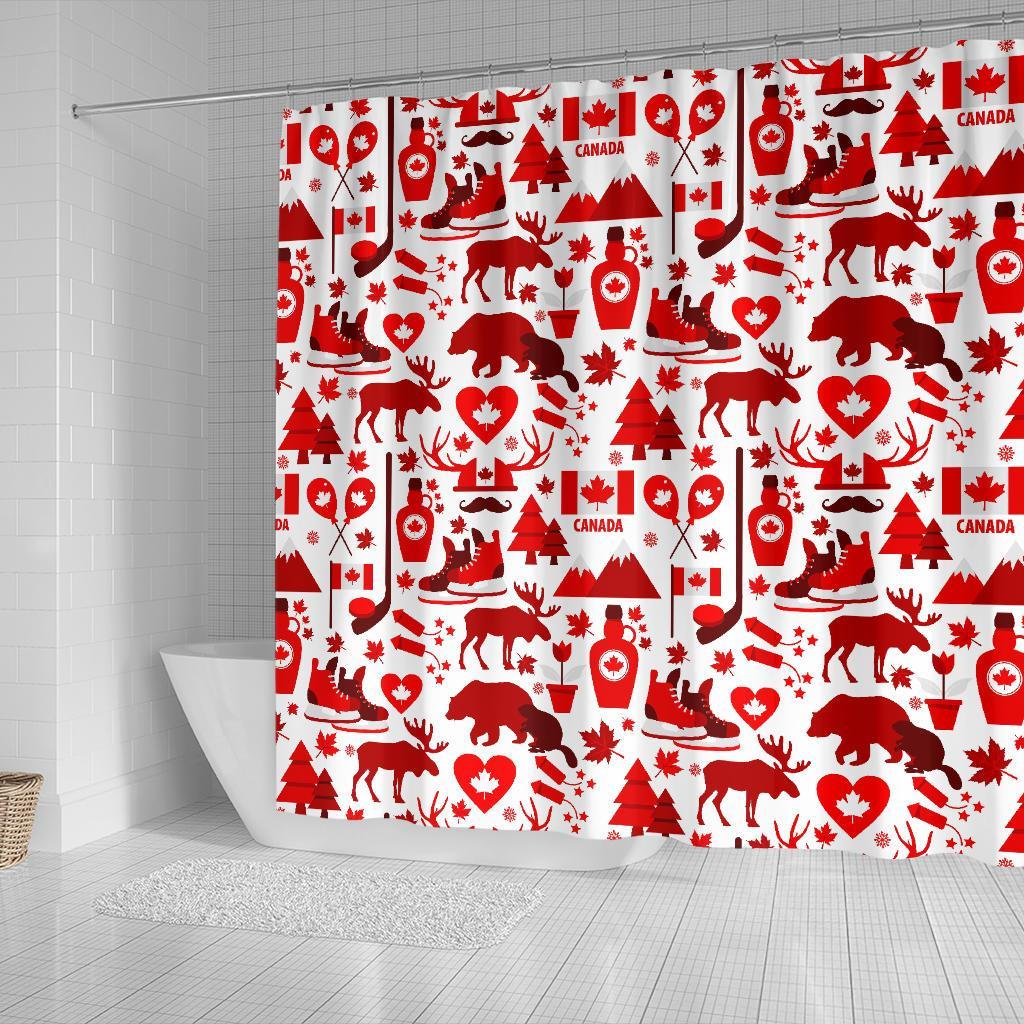 Canada Love Pattern Print Bathroom Shower Curtain-grizzshop