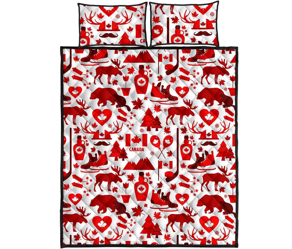 Canada Love Pattern Print Bed Set Quilt-grizzshop