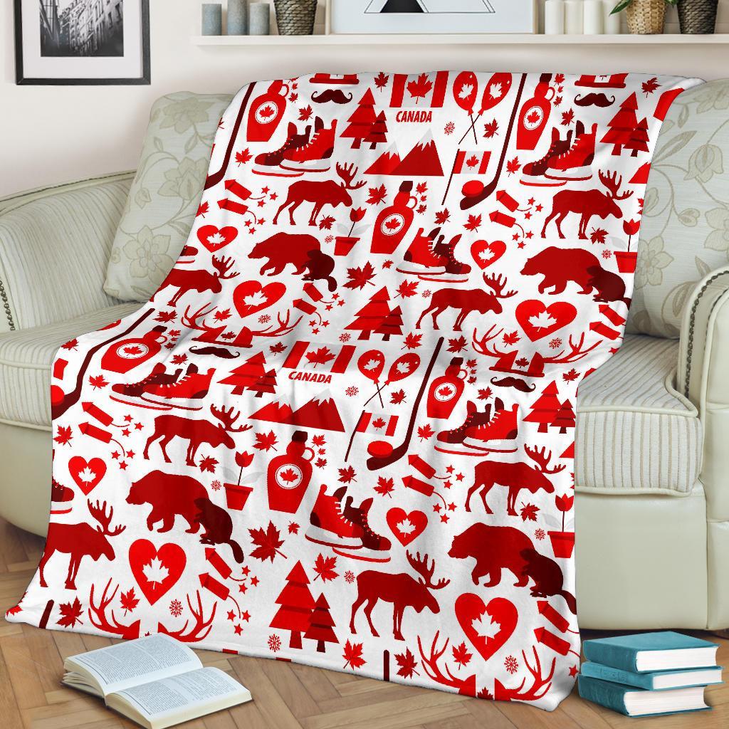 Canada Love Pattern Print Blanket-grizzshop