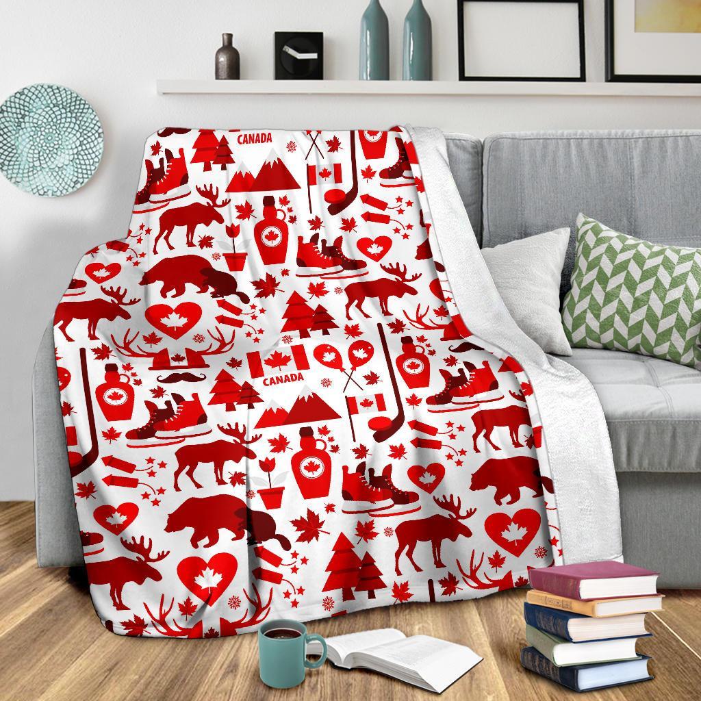 Canada Love Pattern Print Blanket-grizzshop