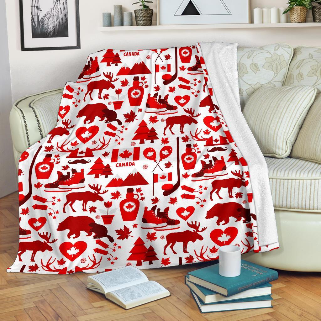 Canada Love Pattern Print Blanket-grizzshop