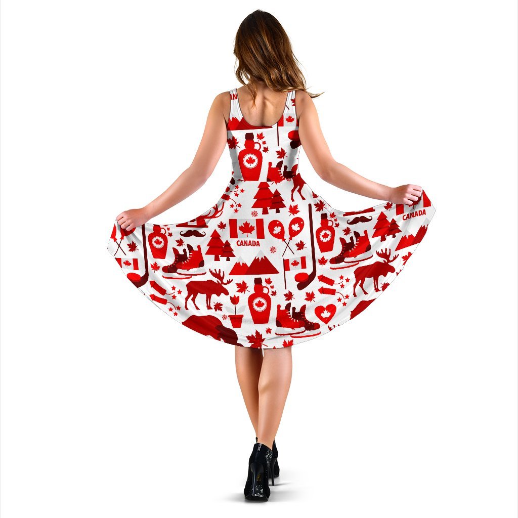 Canada Love Pattern Print Dress-grizzshop