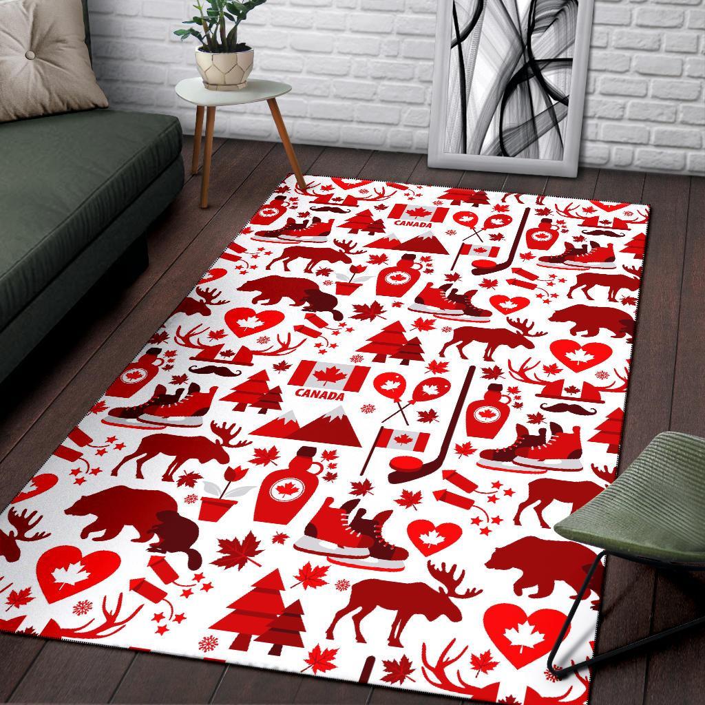 Canada Love Pattern Print Floor Mat-grizzshop