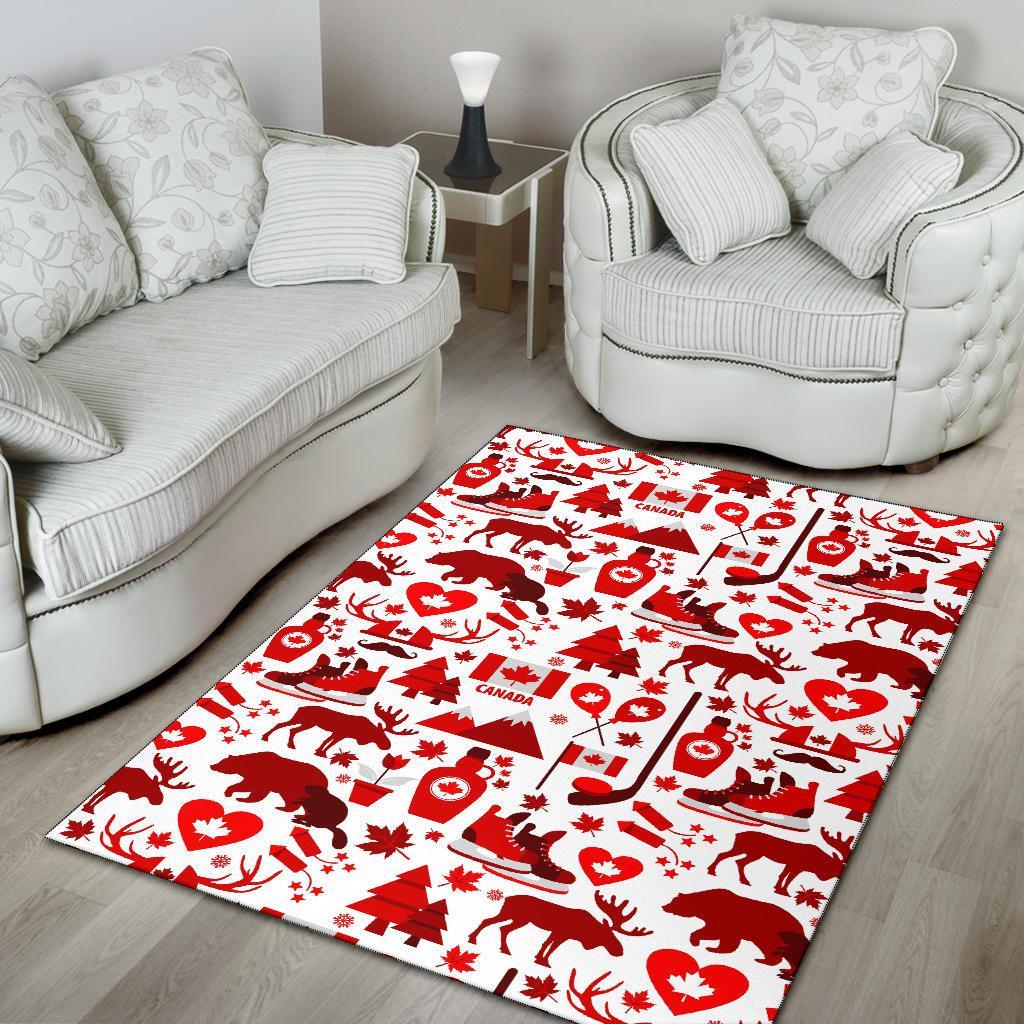 Canada Love Pattern Print Floor Mat-grizzshop