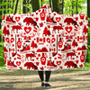 Canada Love Pattern Print Hooded Blanket-grizzshop