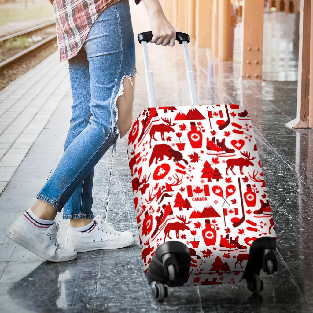 Canada Love Pattern Print Luggage Cover Protector-grizzshop