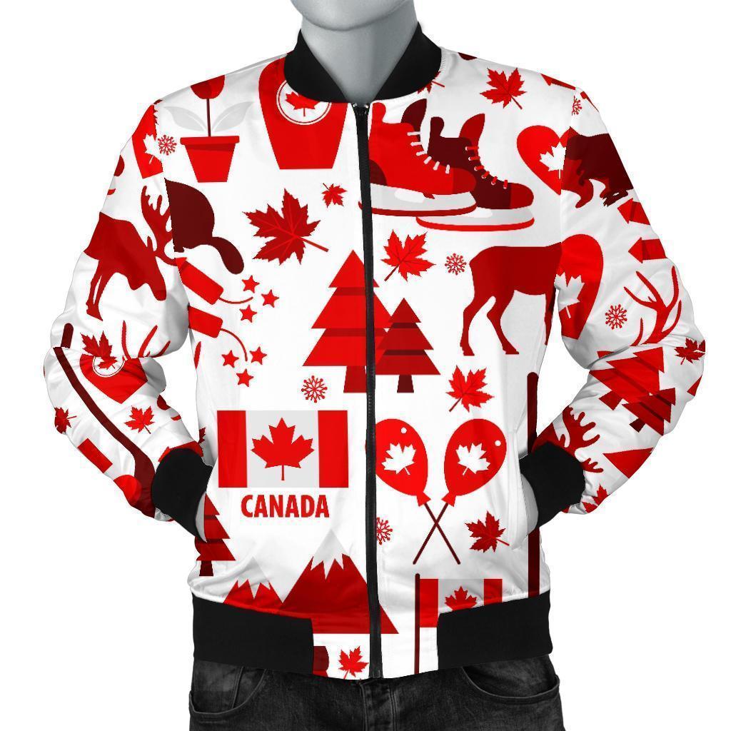 Canada Love Pattern Print Men's Bomber Jacket-grizzshop