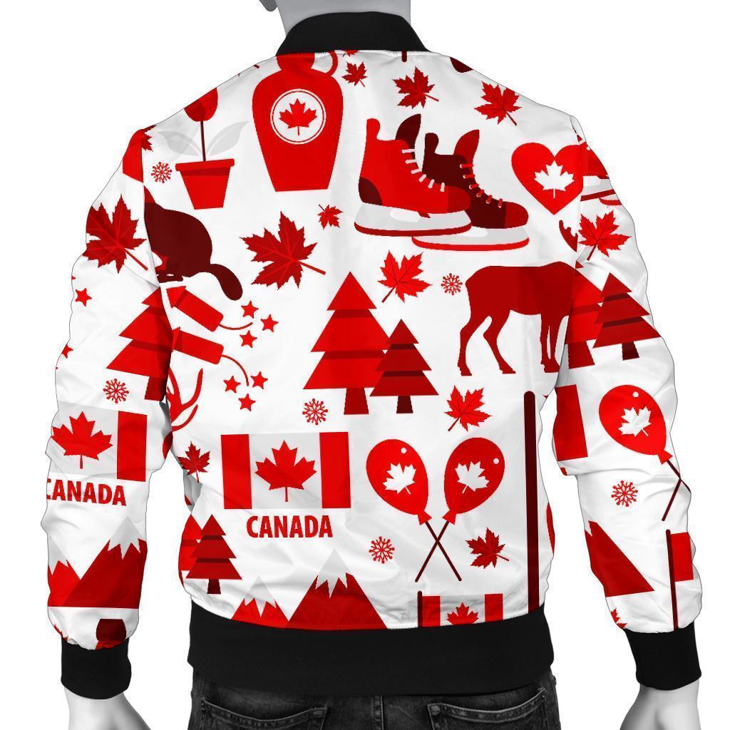 Canada Love Pattern Print Men's Bomber Jacket-grizzshop