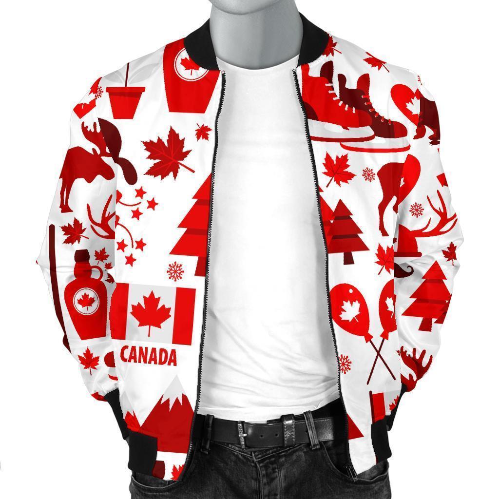 Canada Love Pattern Print Men's Bomber Jacket-grizzshop