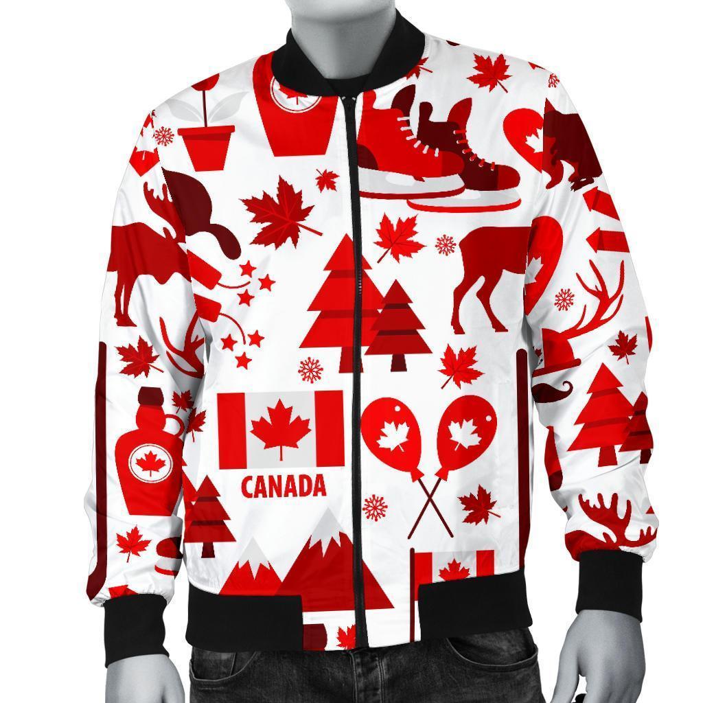 Canada Love Pattern Print Men's Bomber Jacket-grizzshop