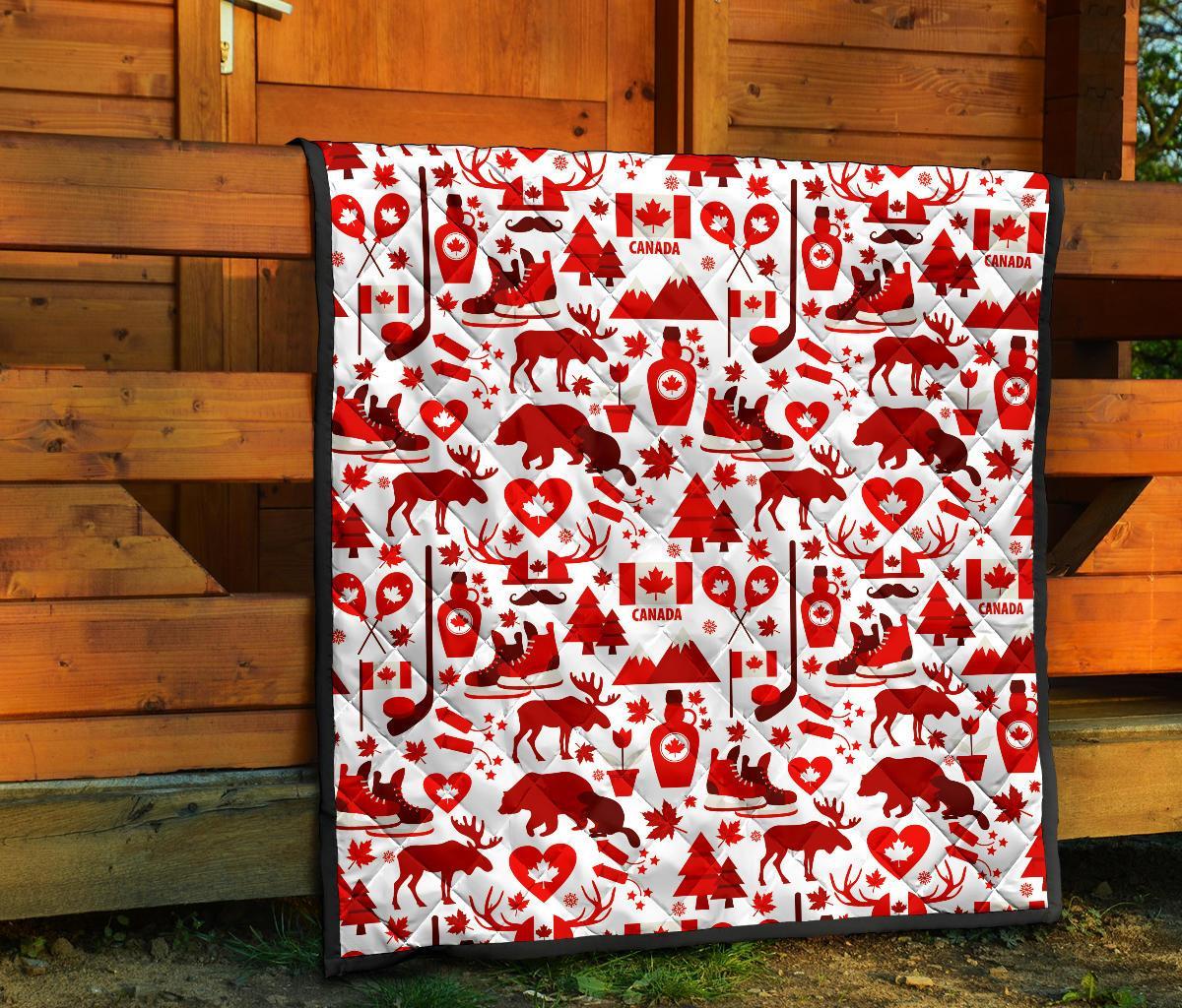 Canada Love Pattern Print Quilt-grizzshop