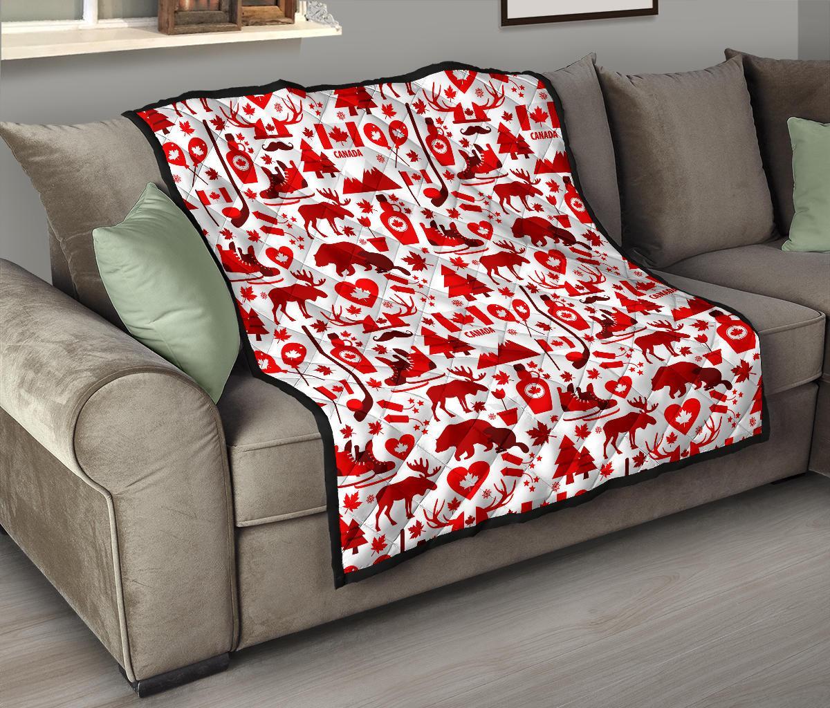 Canada Love Pattern Print Quilt-grizzshop
