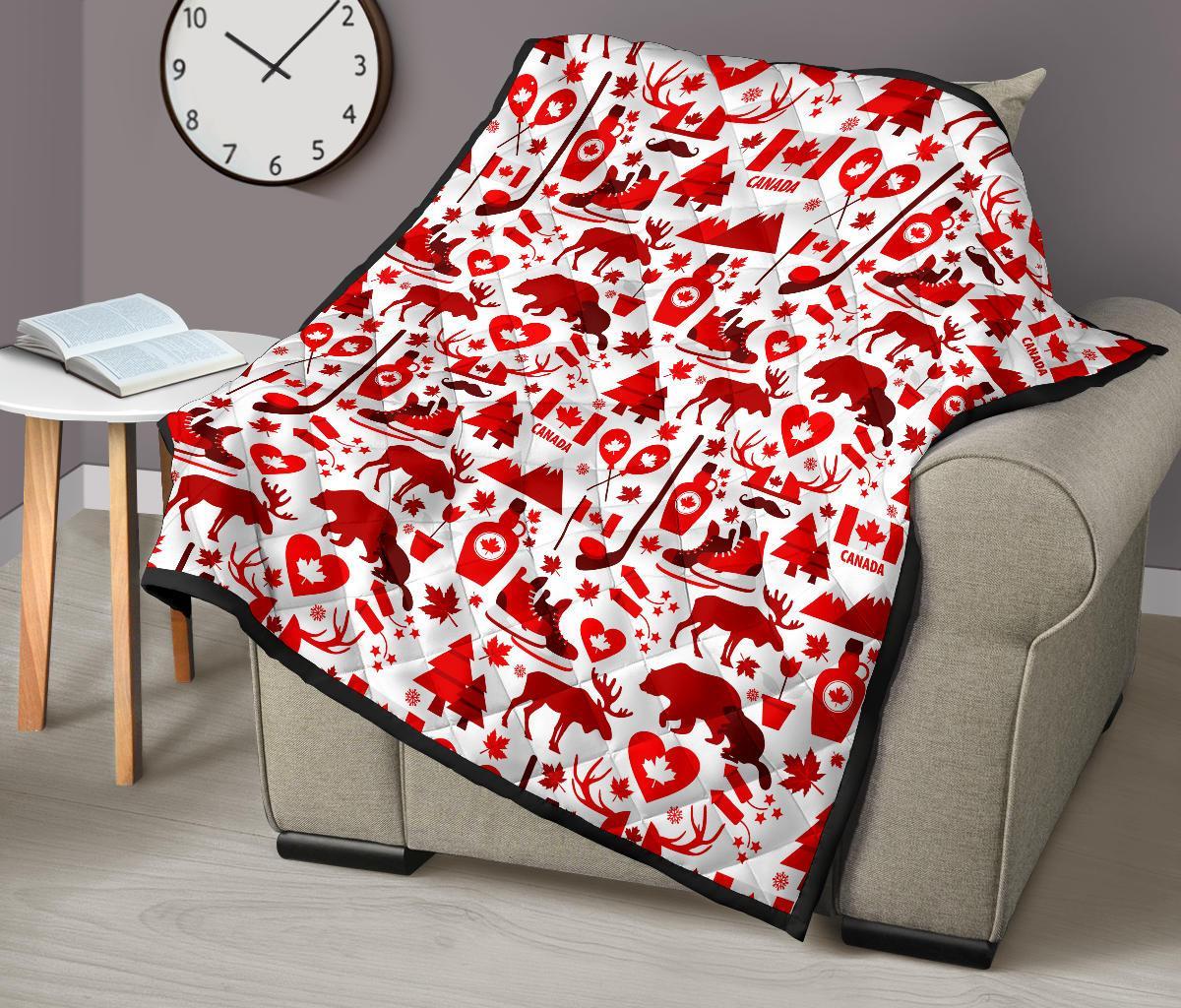 Canada Love Pattern Print Quilt-grizzshop