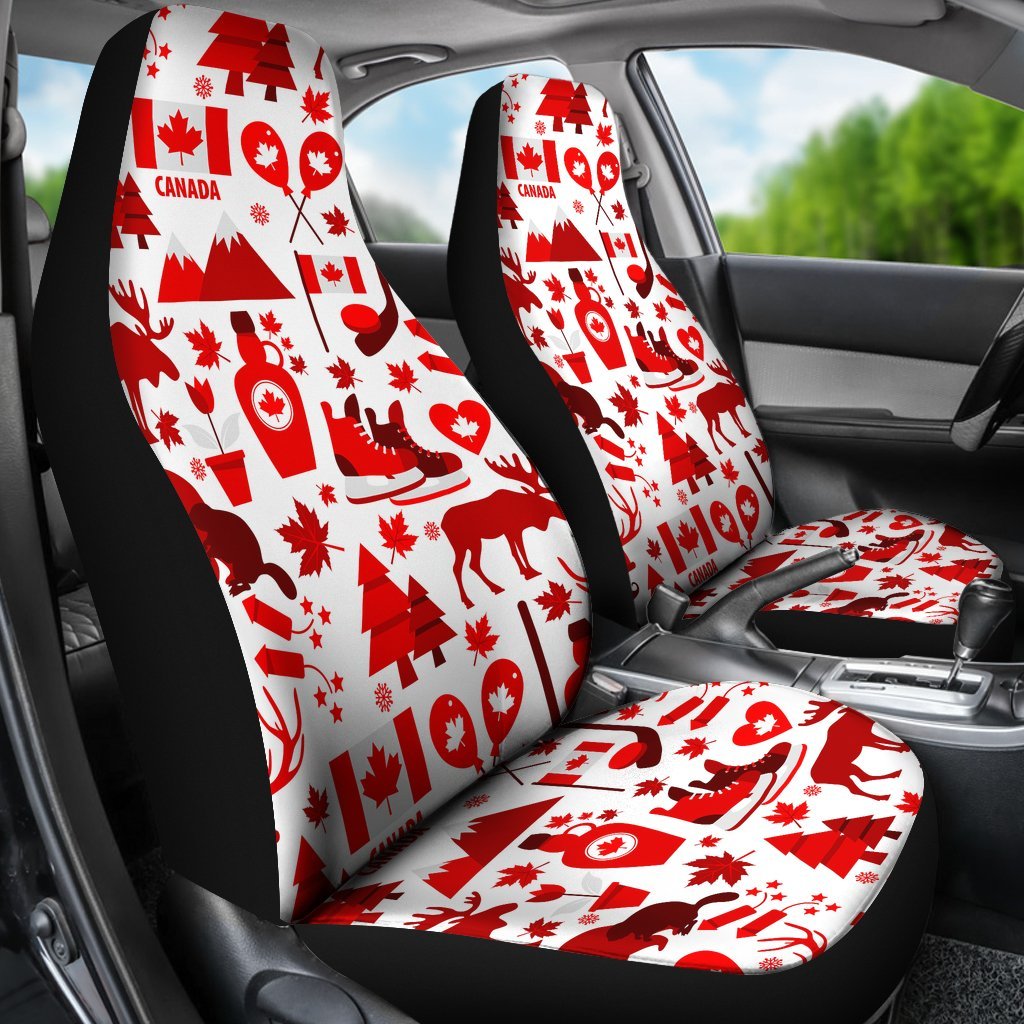 Canada Love Pattern Print Universal Fit Car Seat Covers-grizzshop