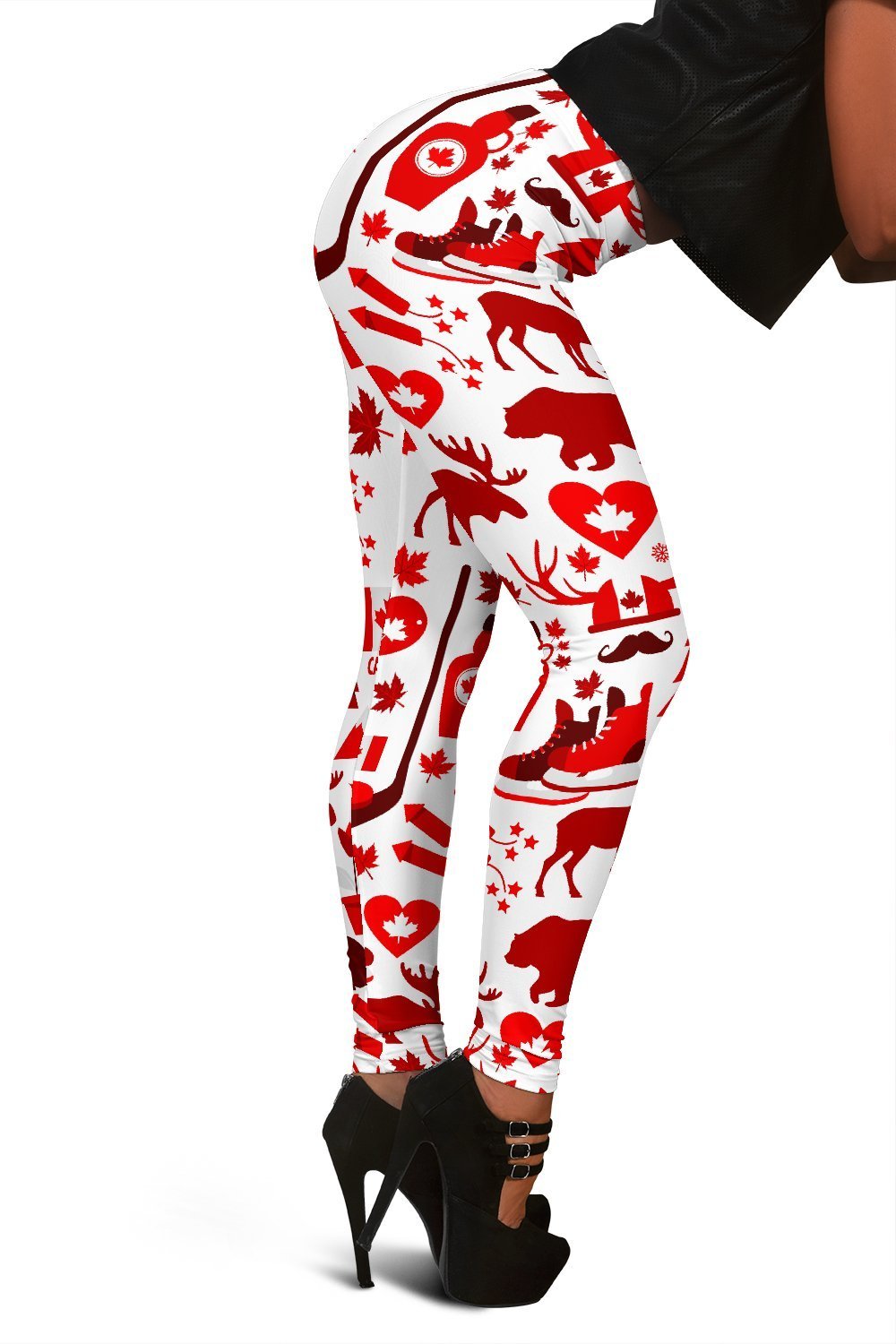 Canada Love Pattern Print Women Leggings-grizzshop