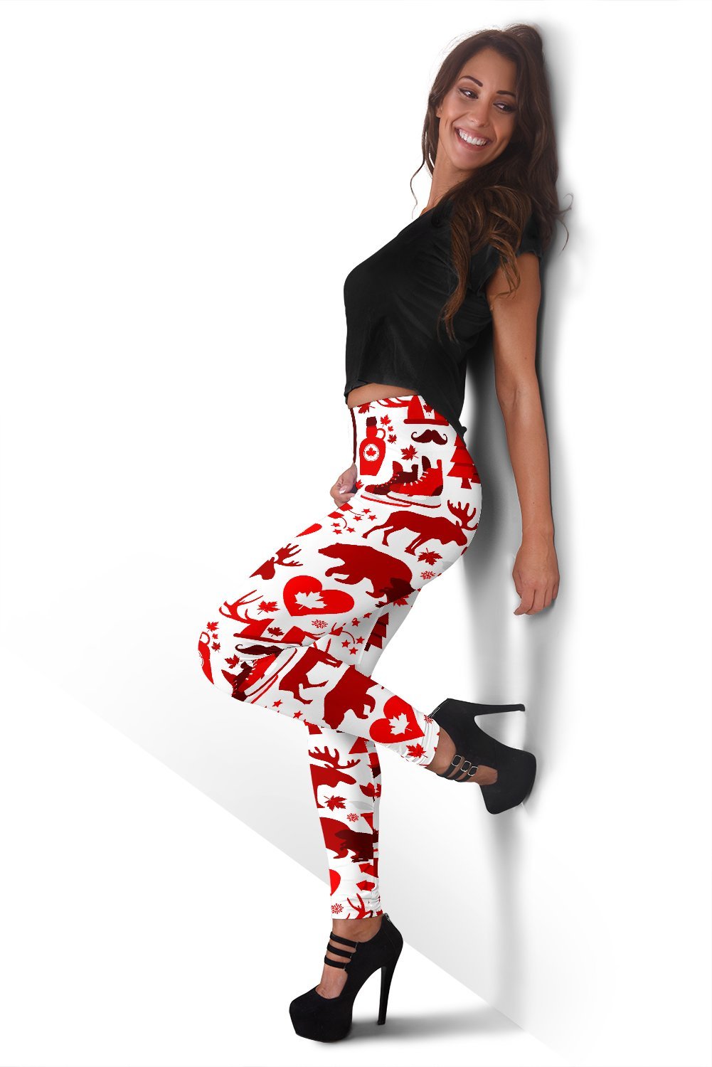 Canada Love Pattern Print Women Leggings-grizzshop