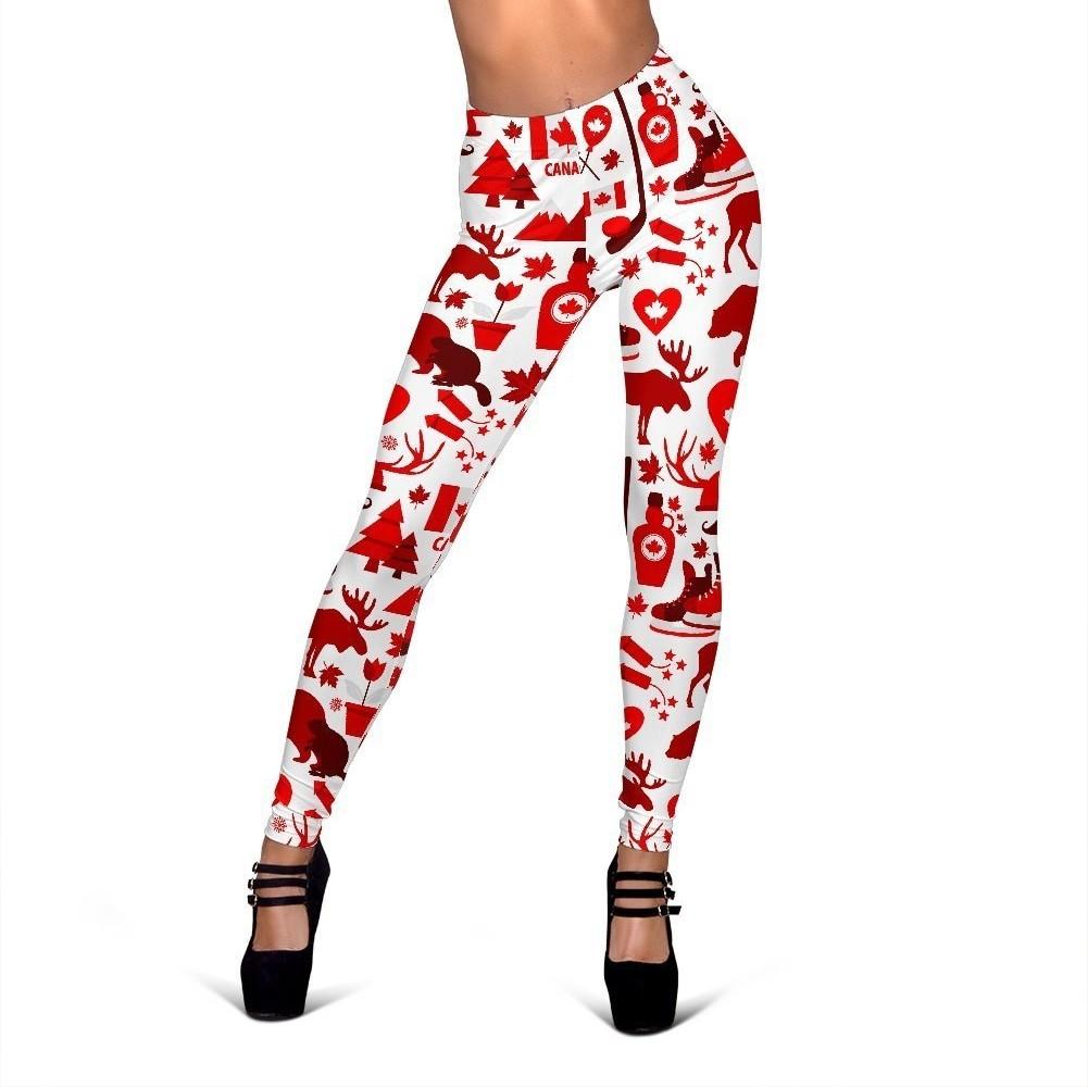 Canada Love Pattern Print Women Leggings-grizzshop