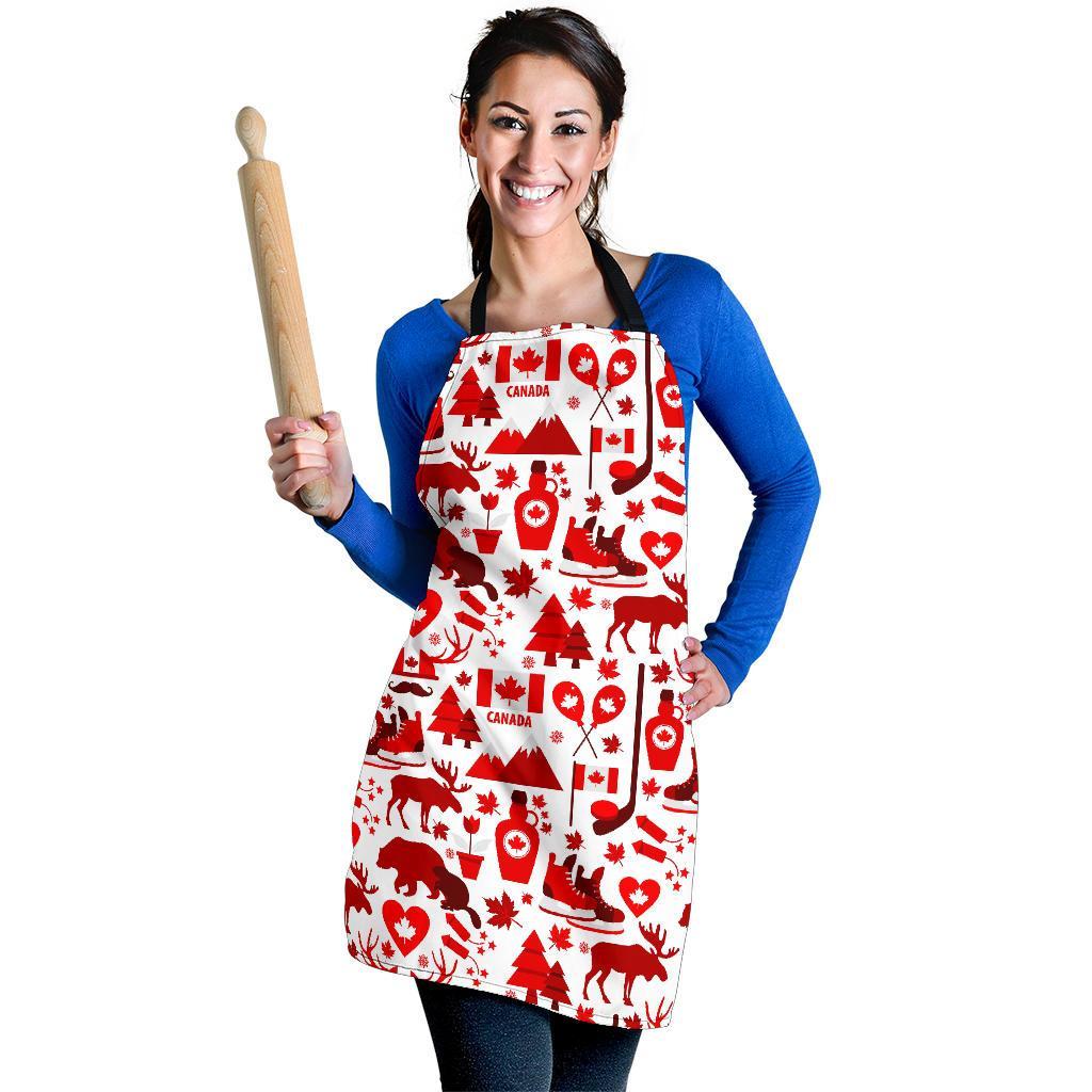 Canada Love Pattern Print Women's Apron-grizzshop