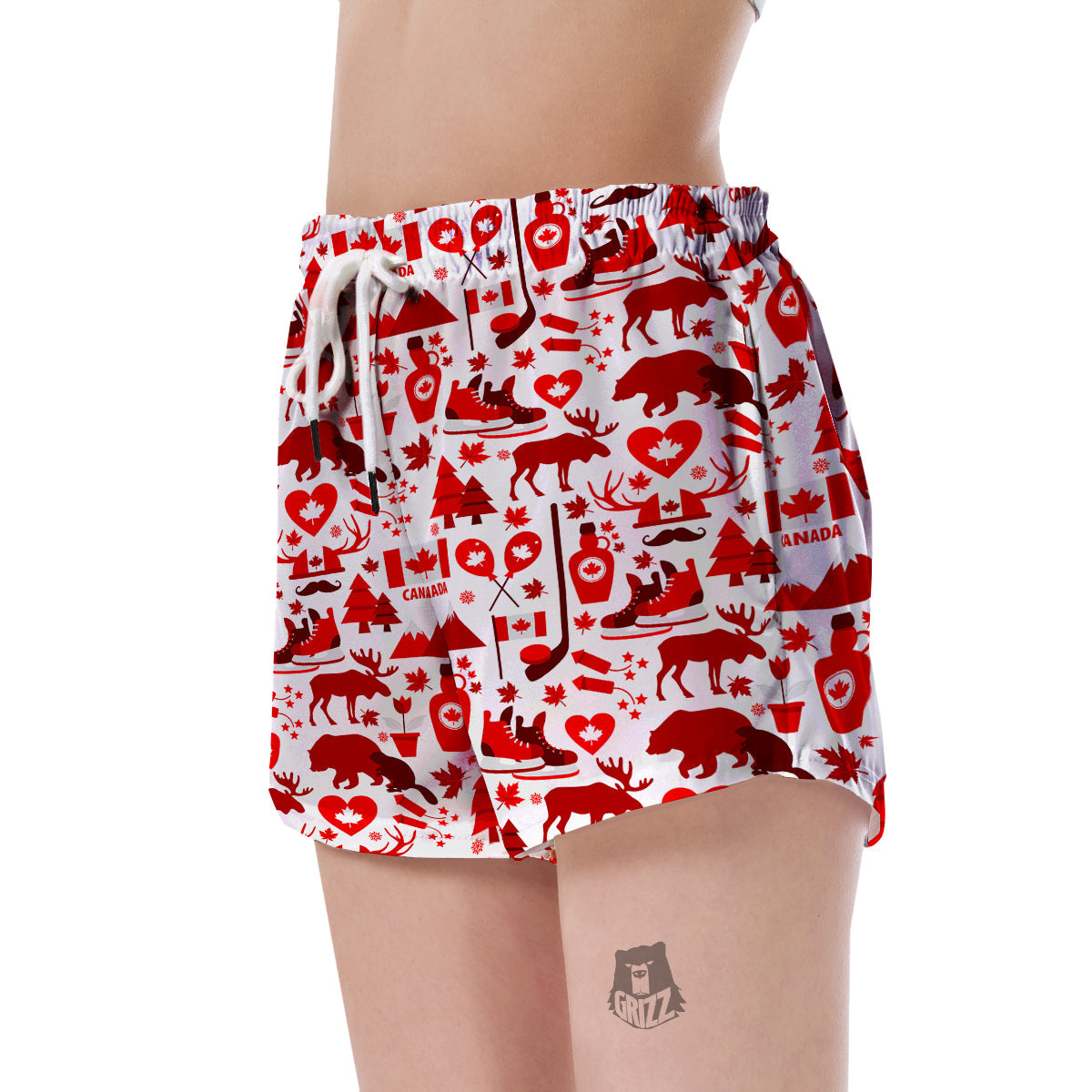 Canada Love Pattern Print Women's Shorts-grizzshop