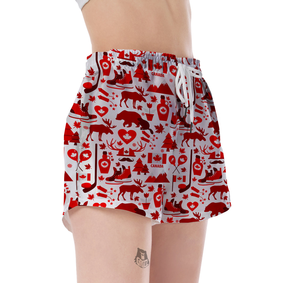 Canada Love Pattern Print Women's Shorts-grizzshop