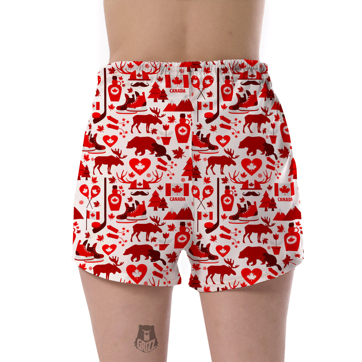 Canada Love Pattern Print Women's Shorts-grizzshop